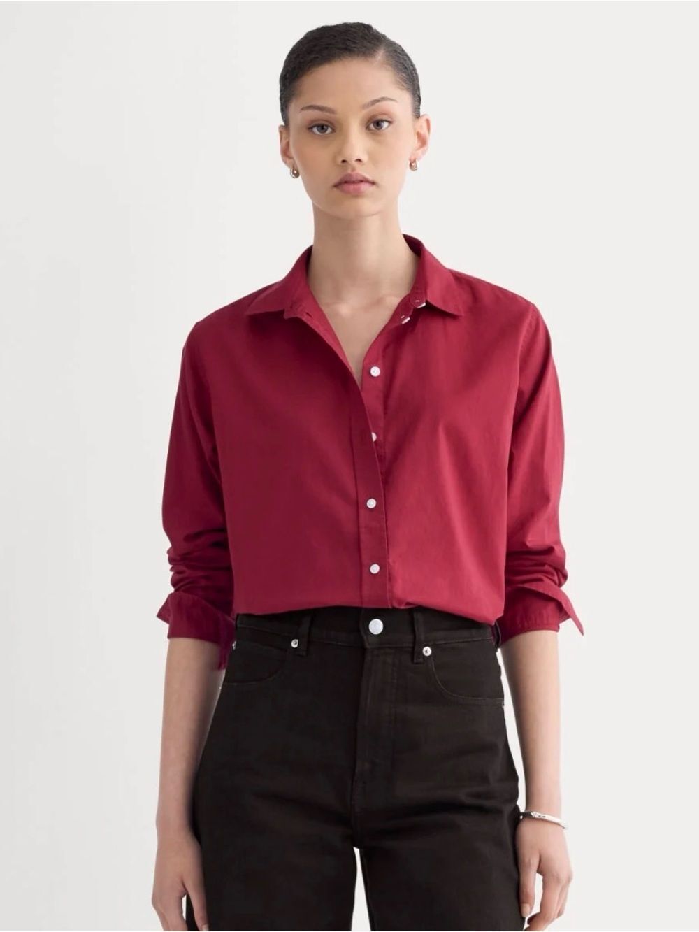 New Everlane THE MUST-HAVE SHIRT IN SILKY COTTON Merlot Size 0
